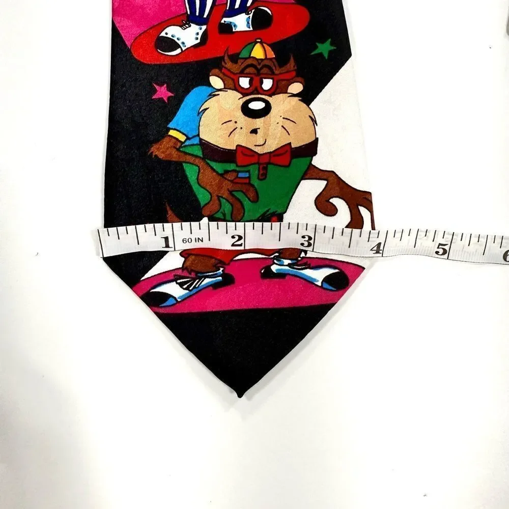 Warner Bros. Vintage 1993 Tie - Black with Multicolor Cartoon Characters